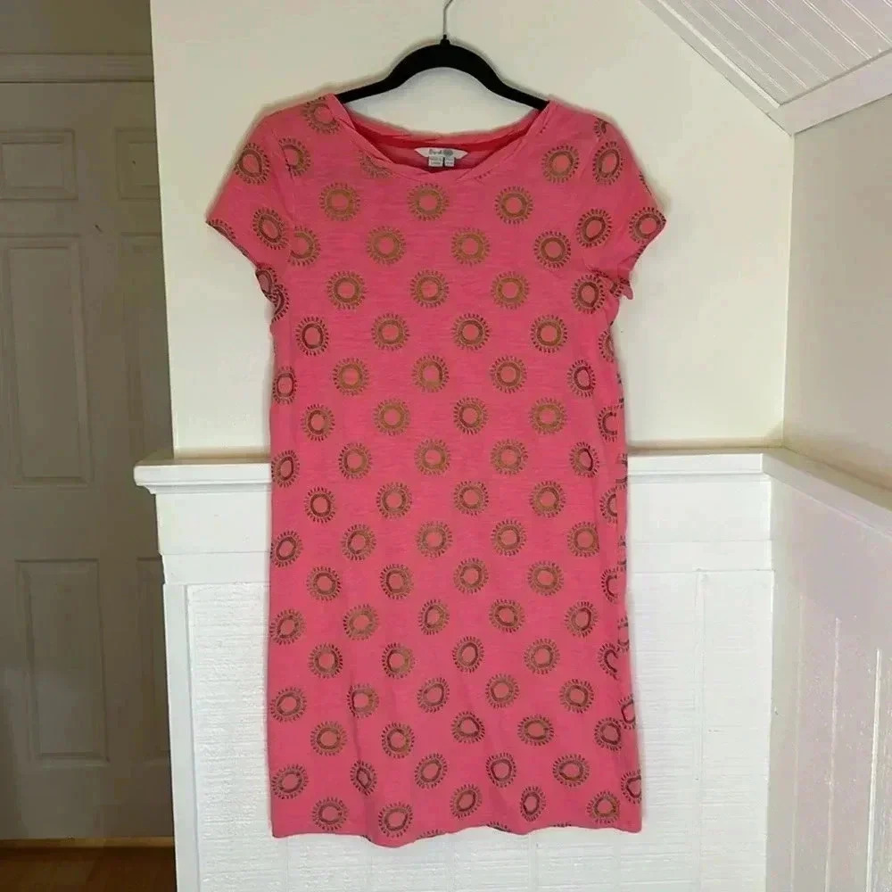 Boden Pink Mini Dress with Brown Sunburst Print